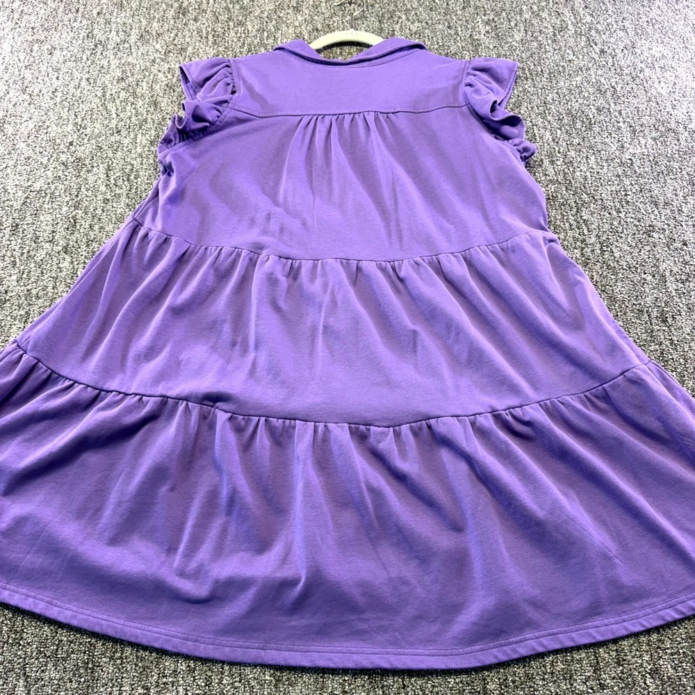 Umgee Mini Dress Womens 1XL Purple Gold Sequin Star Cotton V-Neck Ruffle Sleeve - Picture 12 of 16